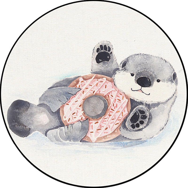 Frendorf | Kinderzimmer Teppich in Weiß Tier Fuchs Koala Alpaka Print Teppich Polyester Haustierfreundlich Waschbarer Bereichsteppich