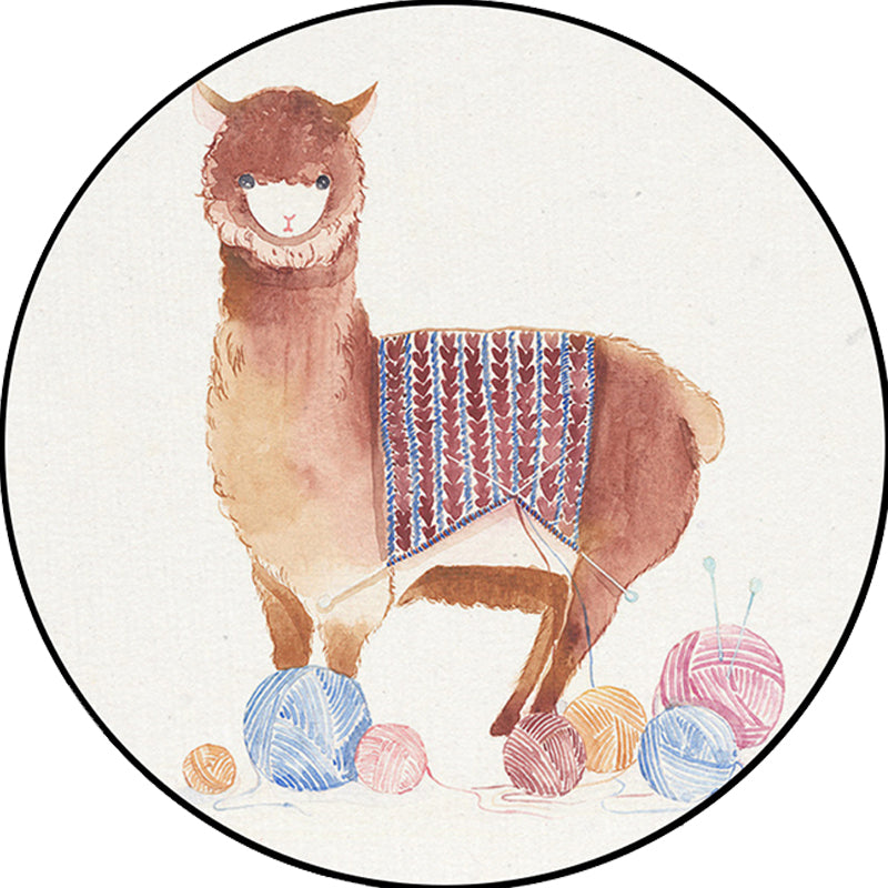 Frendorf | Kinderzimmer Teppich in Weiß Tier Fuchs Koala Alpaka Print Teppich Polyester Haustierfreundlich Waschbarer Bereichsteppich