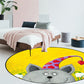 Frendorf | Kinderzimmer Teppich in Grün und Gelb Tier Katze Herz Stern Print Teppich Polyester Fleckenbeständiger Bereichsteppich