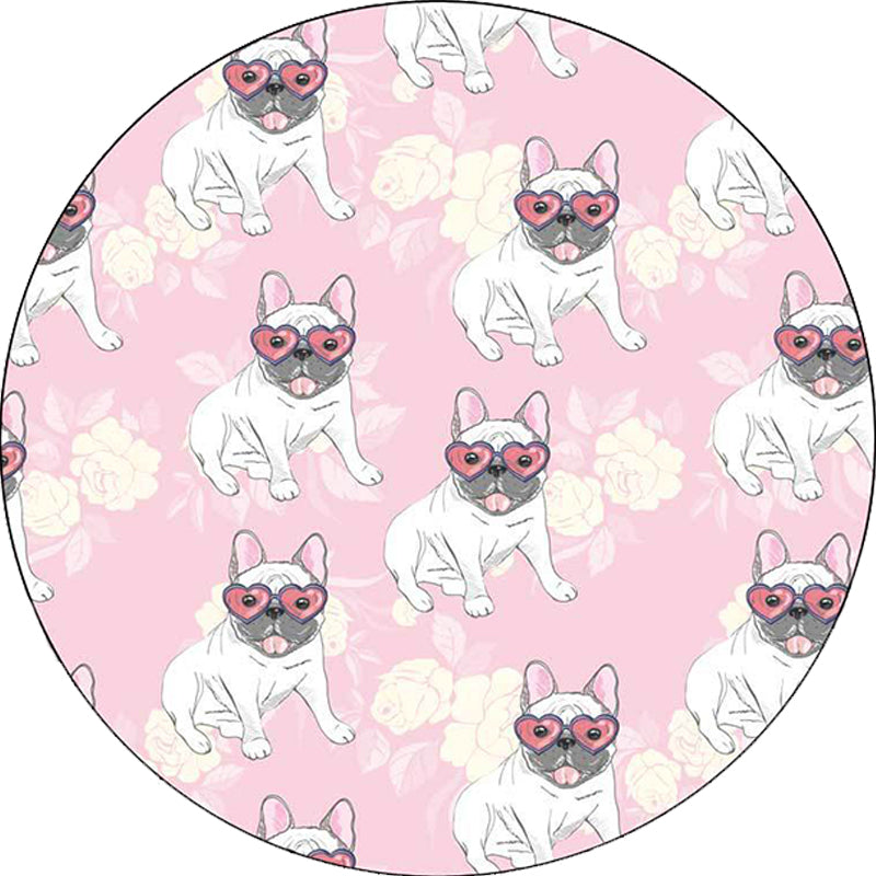 Frendorf | Geel en Roze Kinderkamer Tapijt Kinderen Dier Hond Watermeloen Blad Patroon Vloerkleed Polyester Wasbaar Tapijt