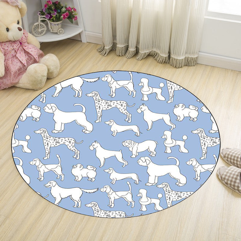Frendorf | Geel en Roze Kinderkamer Tapijt Kinderen Dier Hond Watermeloen Blad Patroon Vloerkleed Polyester Wasbaar Tapijt