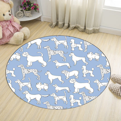 Frendorf | Geel en Roze Kinderkamer Tapijt Kinderen Dier Hond Watermeloen Blad Patroon Vloerkleed Polyester Wasbaar Tapijt