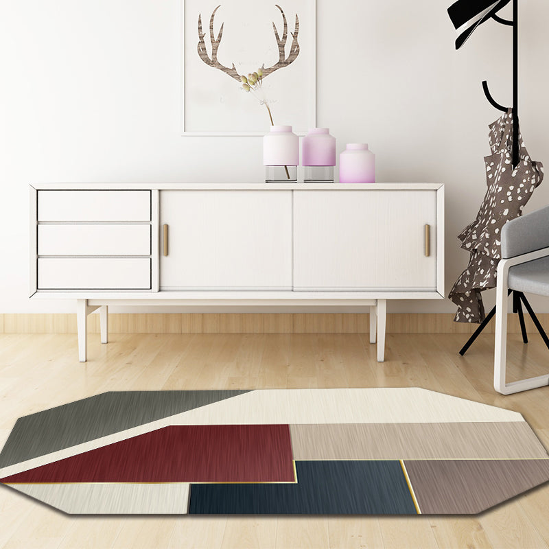 Frendorf | Moderne Woonkamer Onregelmatige Vloerkleed in Bruin Kleurblokpatroon Vloerkleed Polyester Machinewasbaar Gebiedskleed