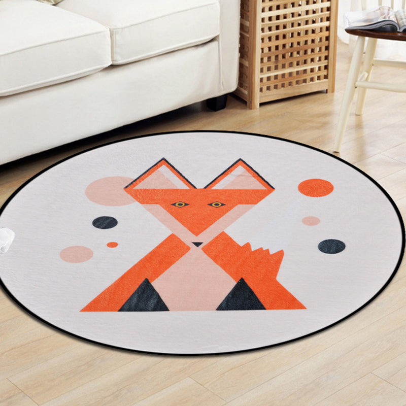 Frendorf | Bruine en Witte Kinderkamer Tapijt Kinderen Dier Vos Hertje Geometrisch Patroon Area Tapijt Polyester Vlekbestendige Vloerkleed