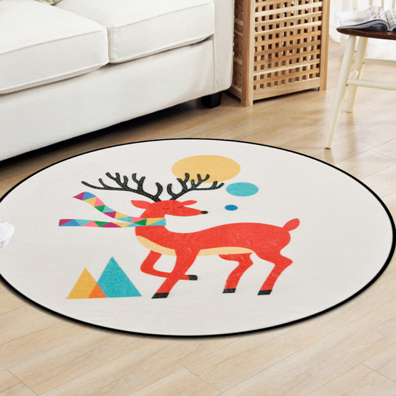 Frendorf | Bruine en Witte Kinderkamer Tapijt Kinderen Dier Vos Hertje Geometrisch Patroon Area Tapijt Polyester Vlekbestendige Vloerkleed