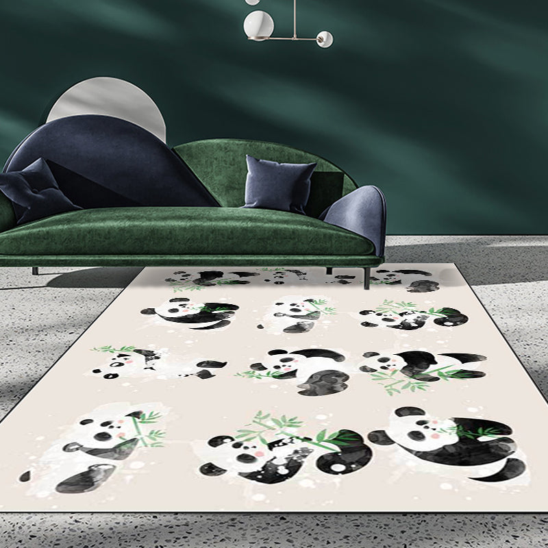 Frendorf | Ivoor Kinderkamer Tapijt Kinderen Dier Panda Vogel Patroon Gebied Tapijt Polyester Antislip Machine Wasbaar Vloerkleed