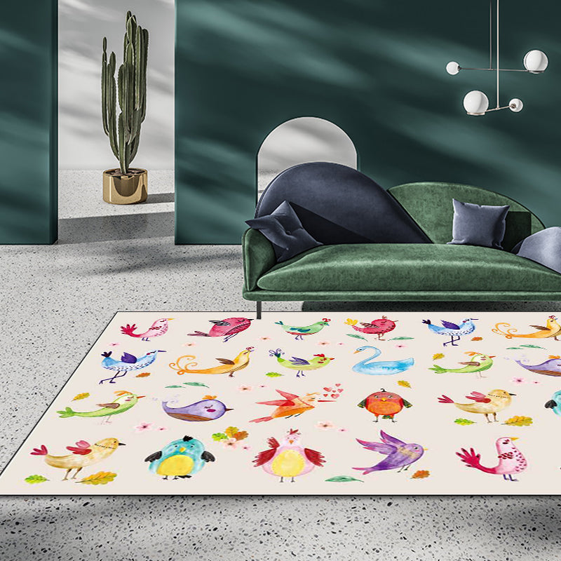 Frendorf | Ivoor Kinderkamer Tapijt Kinderen Dier Panda Vogel Patroon Gebied Tapijt Polyester Antislip Machine Wasbaar Vloerkleed