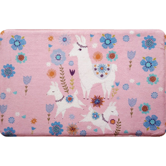 Frendorf | Blauwe en Zwarte Kinderkamer Tapijt Dieren Alpaca Patroon Vloerkleed Polyester Vlekbestendig Tapijt