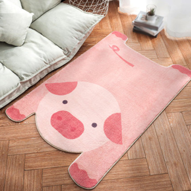 Frendorf | Uniek Kinderen Onregelmatig Tapijt in Wit en Roze Dieren Leeuw Panda Patroon Tapijt Polyester Antislip Vloerkleed voor Kinderen Kamer