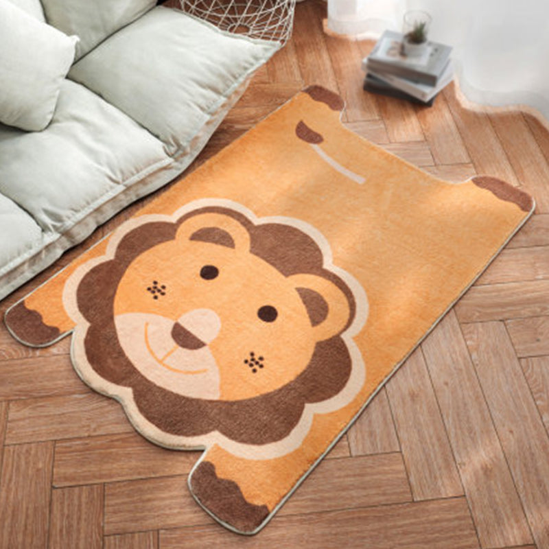 Frendorf | Uniek Kinderen Onregelmatig Tapijt in Wit en Roze Dieren Leeuw Panda Patroon Tapijt Polyester Antislip Vloerkleed voor Kinderen Kamer