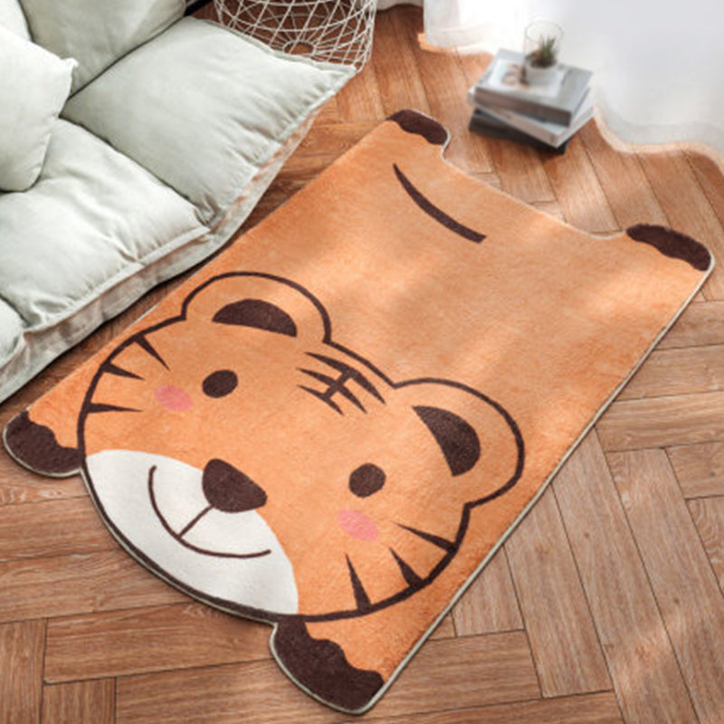 Frendorf | Uniek Kinderen Onregelmatig Tapijt in Wit en Roze Dieren Leeuw Panda Patroon Tapijt Polyester Antislip Vloerkleed voor Kinderen Kamer