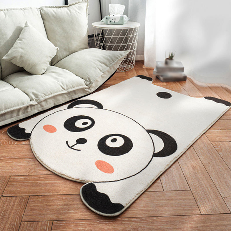 Frendorf | Uniek Kinderen Onregelmatig Tapijt in Wit en Roze Dieren Leeuw Panda Patroon Tapijt Polyester Antislip Vloerkleed voor Kinderen Kamer