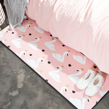 Frendorf | Casual Kids Tapijt in Roze Dier Zwaan Kroon Patroon Tapijt Polyester Antislip Vloerkleed voor Kinderenkamer