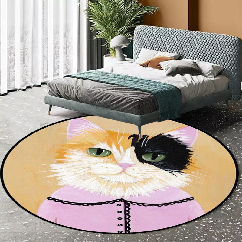 Frendorf | Kinder Schlafzimmer Teppich in Grün und Blau Tier Katze Glasdruck Teppich Polyester Haustierfreundlicher Bereich Teppich