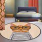 Frendorf | Kinderzimmer Teppich in Grün und Blau Tier Katze Brille Druck Teppich Polyester haustierfreundlicher Teppich
