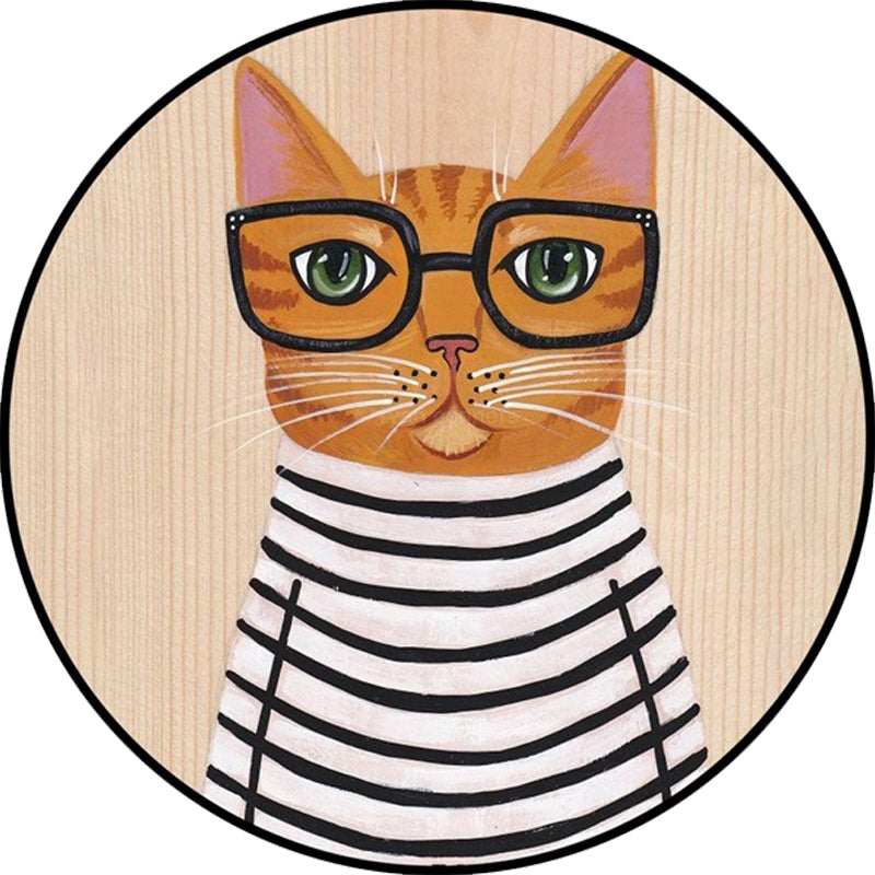 Frendorf | Kinder Schlafzimmer Teppich in Grün und Blau Tier Katze Glasdruck Teppich Polyester Haustierfreundlicher Bereich Teppich