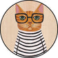 Frendorf | Kinderzimmer Teppich in Grün und Blau Tier Katze Brille Druck Teppich Polyester haustierfreundlicher Teppich