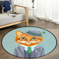 Frendorf | Kinder Schlafzimmer Teppich in Grün und Blau Tier Katze Glasdruck Teppich Polyester Haustierfreundlicher Bereich Teppich