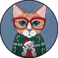 Frendorf | Kinderzimmer Teppich in Grün und Blau Tier Katze Brille Druck Teppich Polyester haustierfreundlicher Teppich