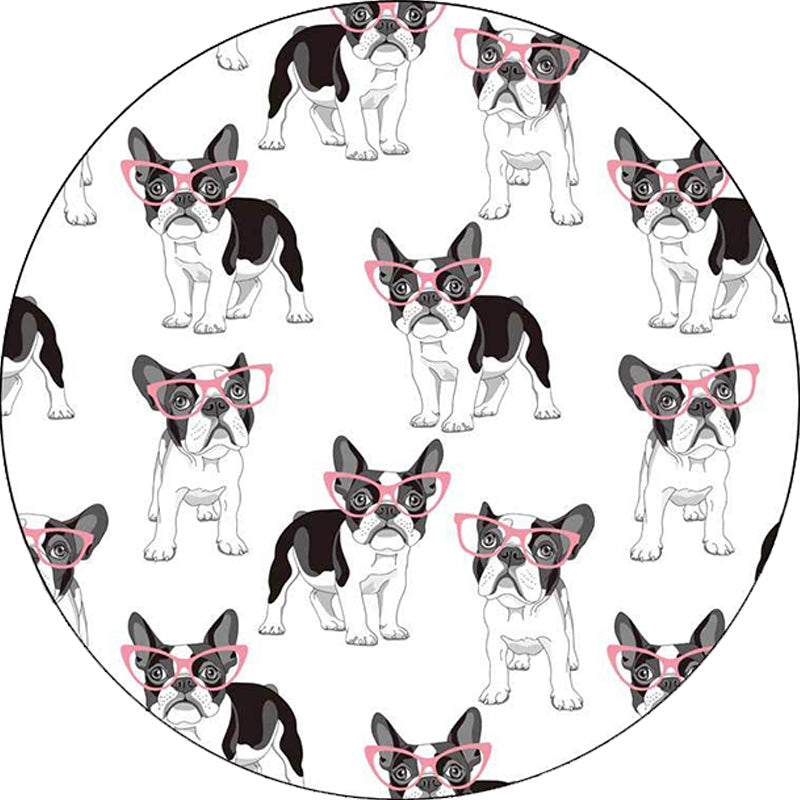 Frendorf | Uniek Kinder Tapijt in Wit en Bruin Dier Hond Voedsel Patroon Tapijt Polyester Vlekbestendige Vloerkleed voor Kinderkamer
