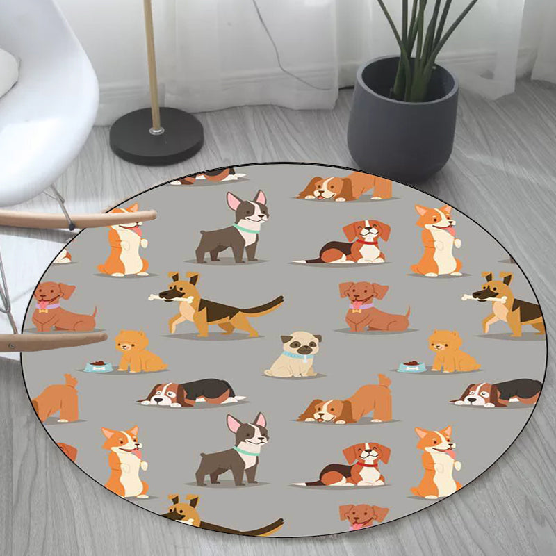 Frendorf | Uniek Kinder Tapijt in Wit en Bruin Dier Hond Voedsel Patroon Tapijt Polyester Vlekbestendige Vloerkleed voor Kinderkamer