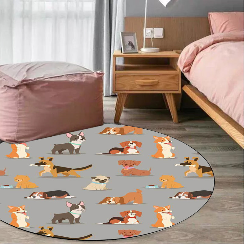 Frendorf | Uniek Kinder Tapijt in Wit en Bruin Dier Hond Voedsel Patroon Tapijt Polyester Vlekbestendige Vloerkleed voor Kinderkamer