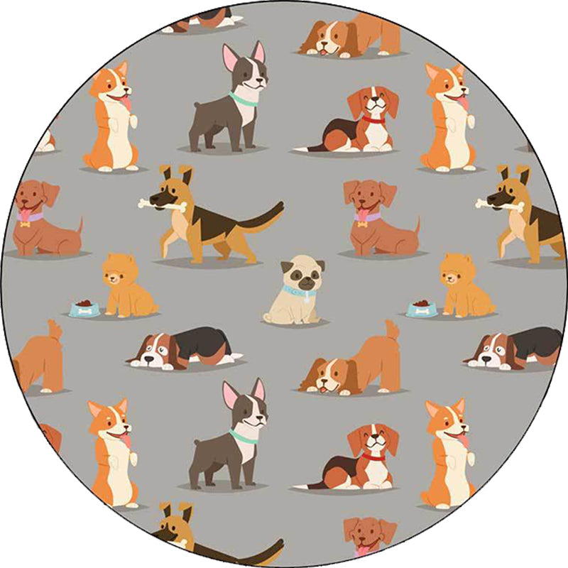 Frendorf | Uniek Kinder Tapijt in Wit en Bruin Dier Hond Voedsel Patroon Tapijt Polyester Vlekbestendige Vloerkleed voor Kinderkamer