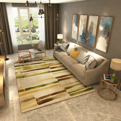 Frendorf | Blau- und Braun Schlafzimmer Teppich Modernes Abstraktes Malerei Muster Bereichsteppich Polyester Waschbarer Teppich