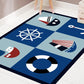Kinderzimmerteppich in Blau Autos & Straßen Schiff Anker Ruder Druck Teppich Polyester Maschinenwaschbarer Teppich