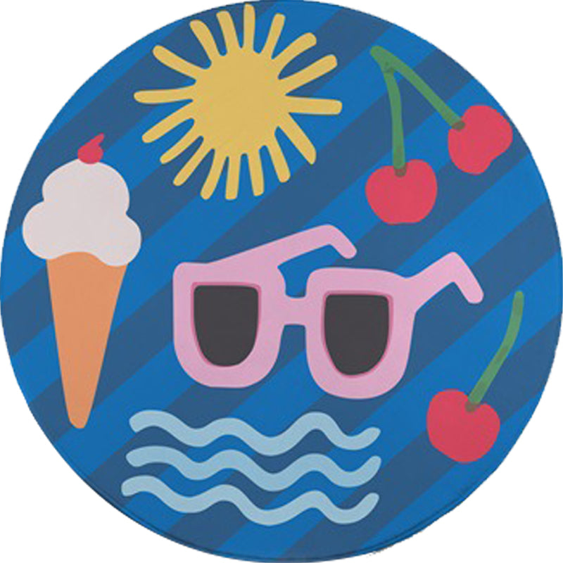 Frendorf | Kinderslaapkamer vloerkleed in geel Voedsel & Drank IJs-crème Kersen Brillen Print Vloerkleed Polyester Huisdiervriendelijk Gebied Vloerkleed
