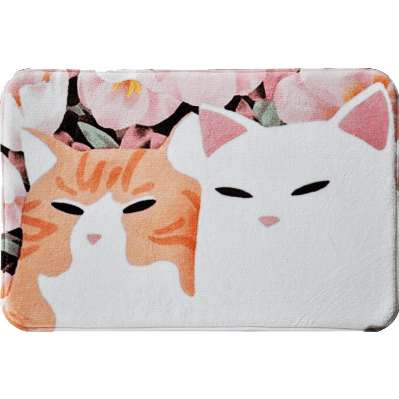 Frendorf | Kinderen Kinderkamer Tapijt in Roze en Geel Dieren Katten Bloem Motief Tapijt Polyester Antislip Rug Area Tapijt
