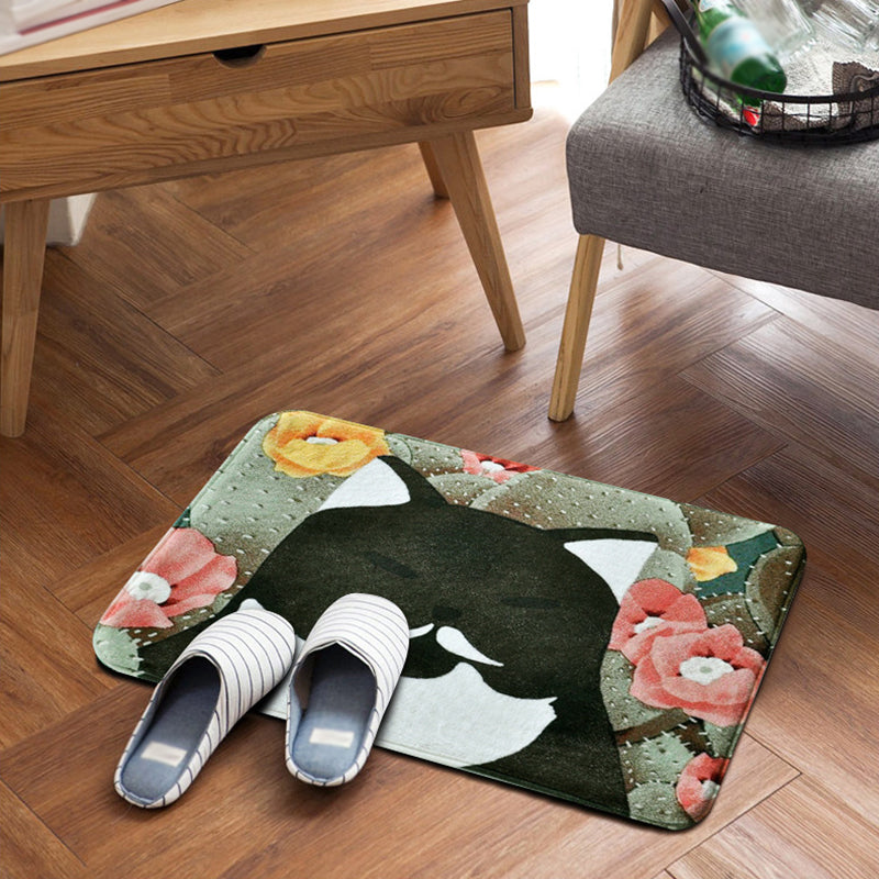 Frendorf | Kinderen Kinderkamer Tapijt in Roze en Geel Dieren Katten Bloem Motief Tapijt Polyester Antislip Rug Area Tapijt