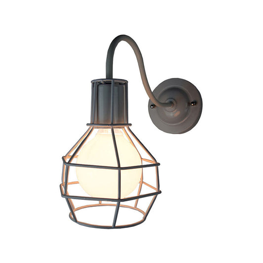 Frendorf | Metallic Zwart/Bronze Wandverlichting Global Cage 1 Hoofd Vintage Industrieel Wandlamp met Gooseneck Arm