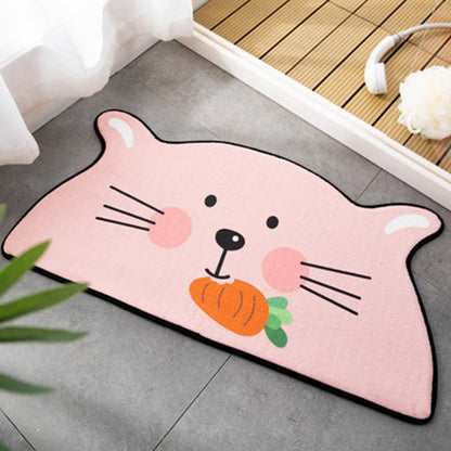Frendorf | Kinderen Kinderkamer Onregelmatige Vloerkleed in Roze en Oranje Dieren Tijger Leeuw Konijn Print Vloerkleed Polyester Vlekbestendige Area Vloerkleed