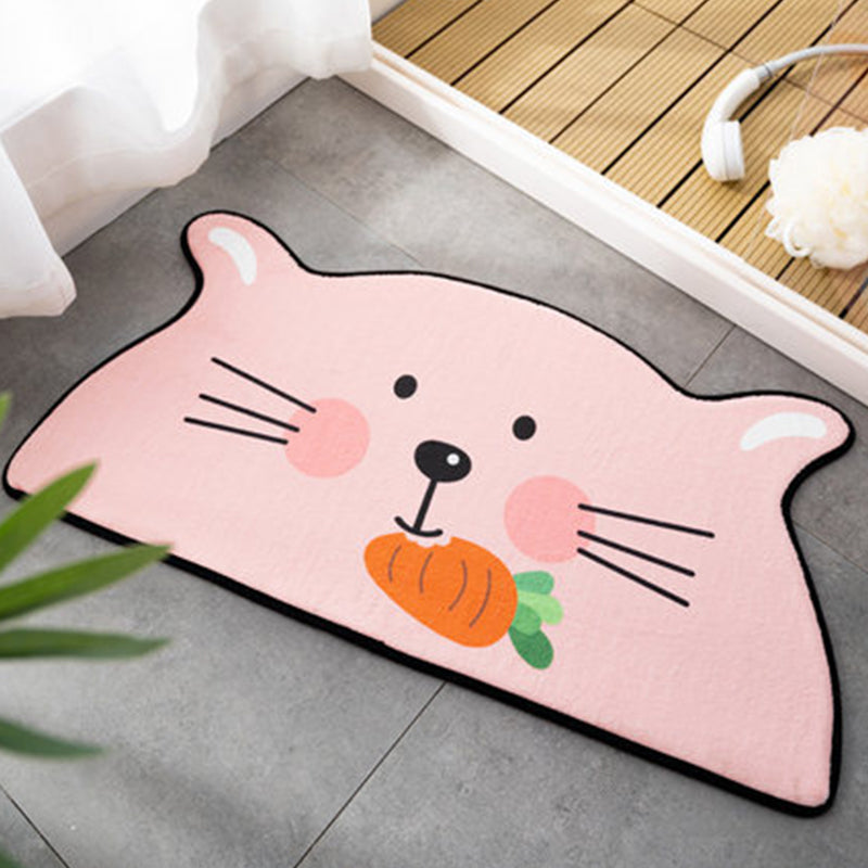 Frendorf | Kinderslaapkamer Onregelmatige Tapijt in Roze en Oranje Dier Tijger Leeuw Konijn Print Tapijt Polyester Vlekbestendige Gebied Tapijt