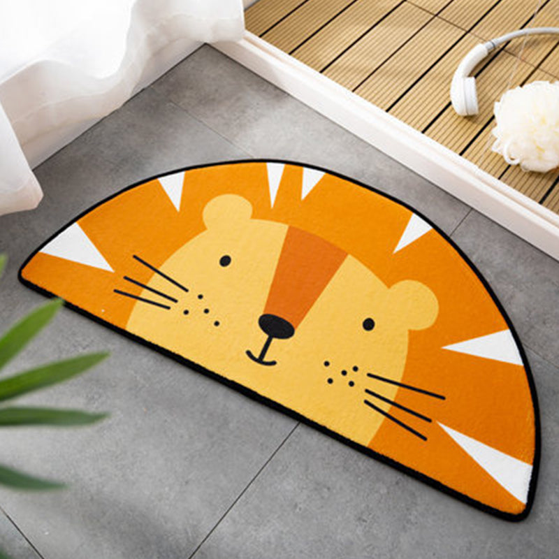 Frendorf | Kinderen Kinderkamer Onregelmatige Vloerkleed in Roze en Oranje Dieren Tijger Leeuw Konijn Print Vloerkleed Polyester Vlekbestendige Area Vloerkleed