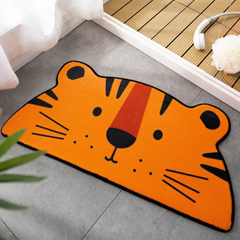 Frendorf | Kinderslaapkamer Onregelmatige Tapijt in Roze en Oranje Dier Tijger Leeuw Konijn Print Tapijt Polyester Vlekbestendige Gebied Tapijt