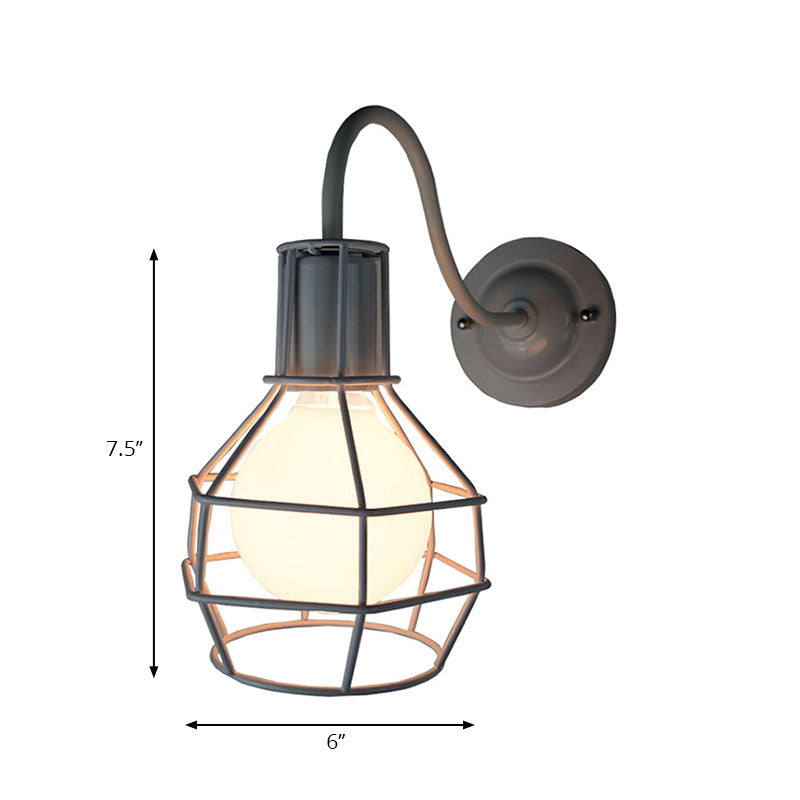 Frendorf | Metallic Zwart/Bronze Wandverlichting Global Cage 1 Hoofd Vintage Industrieel Wandlamp met Gooseneck Arm