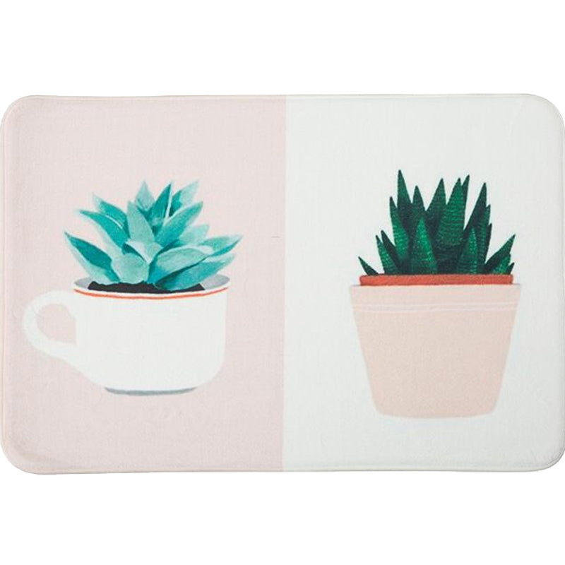 Frendorf | Groen en roze kinderkamer tapijt Kids Botanical Leaf Potted Plants patroon vloerkleed polyester huisdiervriendelijk tapijt
