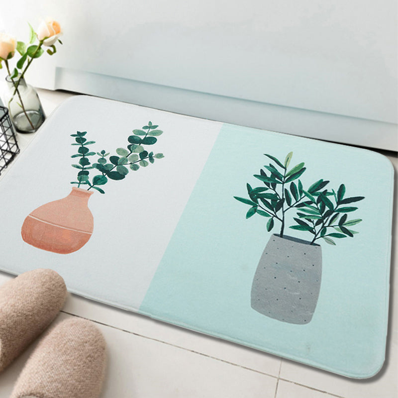 Frendorf | Groen en roze kinderkamer tapijt Kids Botanical Leaf Potted Plants patroon vloerkleed polyester huisdiervriendelijk tapijt