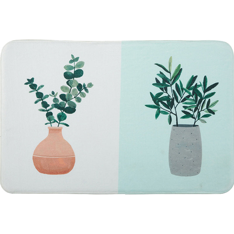 Frendorf | Groen en roze kinderkamer tapijt Kids Botanical Leaf Potted Plants patroon vloerkleed polyester huisdiervriendelijk tapijt