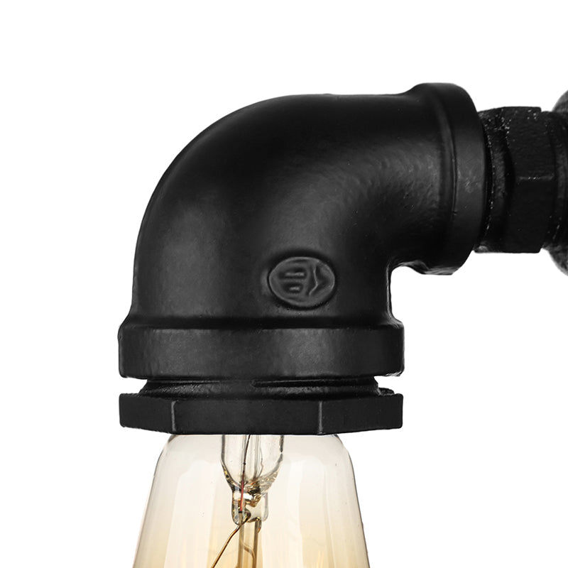 Frendorf | 2 Lichten Wandverlichting met Pijp en Open Gloeilamp Metaal Magazijnstijl Badkamer Wandlamp in Brons/Zwart
