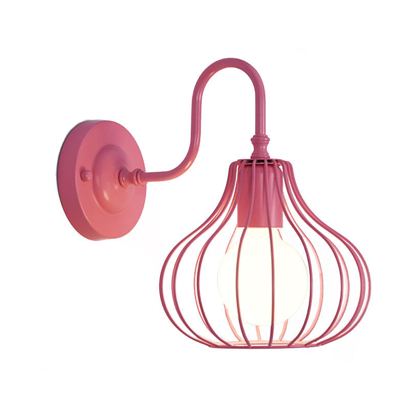 1 Licht Zwiebel Wand Sconces Beleuchtung Loft Stil Schwarz/Weiß Metallic Mini Wand Beleuchtung mit Schwanenhalsarm für Schlafzimmer