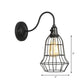 Frendorf | Industrielle Globe/Träne Käfig Wand Sconce Metall 1 Glühbirne Metallische Wandbeleuchtung mit Schwanenhalsarm in Schwarz