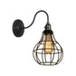 Frendorf | Industrielle Globe/Träne Käfig Wand Sconce Metall 1 Glühbirne Metallische Wandbeleuchtung mit Schwanenhalsarm in Schwarz