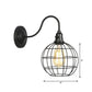 Frendorf | Industrielle Globe/Träne Käfig Wand Sconce Metall 1 Glühbirne Metallische Wandbeleuchtung mit Schwanenhalsarm in Schwarz