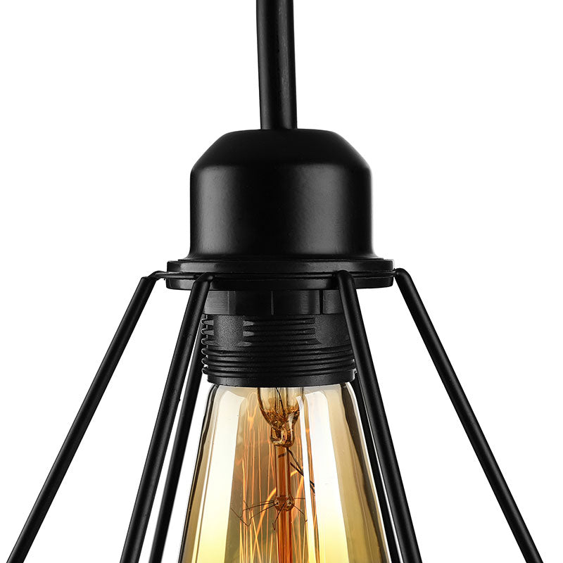 Frendorf | Metalen Vierkante/Ruit Kooi Wandverlichting Vintage Industrieel 1 Hoofd Restaurant Wandlamp Verlichting in Zwart