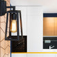 Frendorf | 1 Glühbirne Trapezförmige Käfig Wandlampe Industriell Stilvolles Matt Schwarz Metall Wandmontage Licht für Wohnzimmer