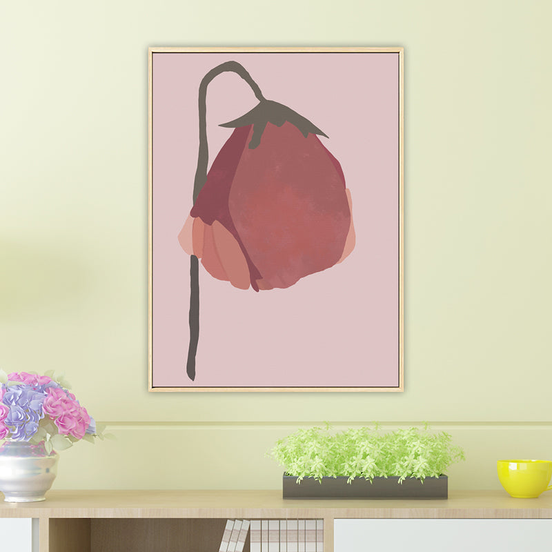 Frendorf | Nordic Blossom Wandkunst Leinwand Texturiertes rotes Gemälde für das Wohnzimmer (Mehrere Größenoptionen)