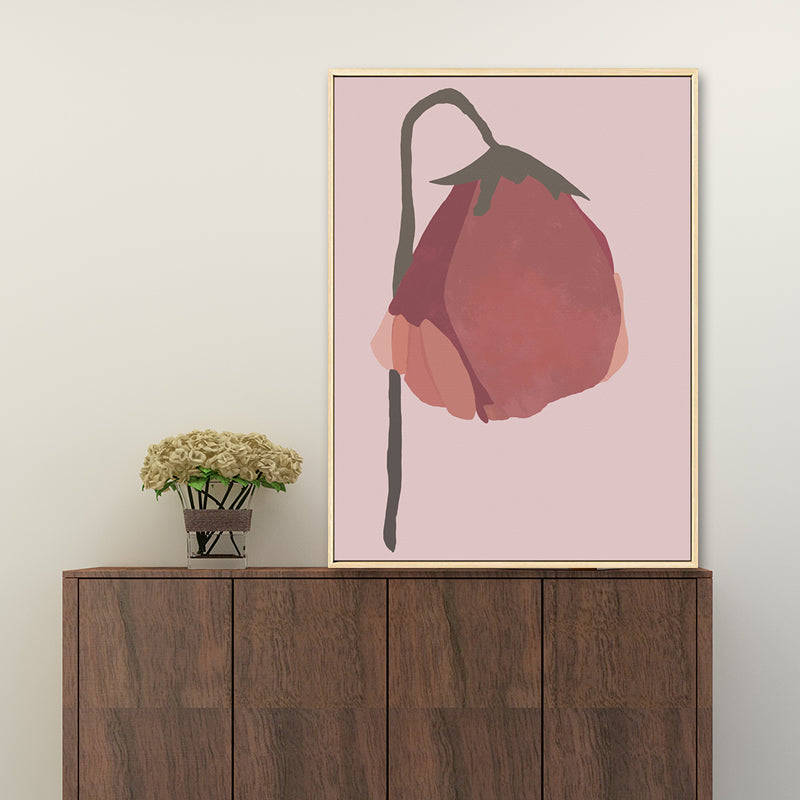 Frendorf | Nordic Blossom Wandkunst Leinwand Texturiertes rotes Gemälde für das Wohnzimmer (Mehrere Größenoptionen)